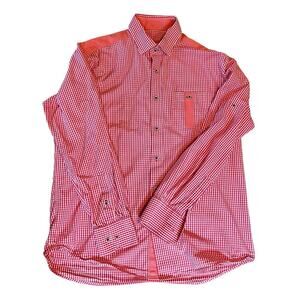 Visconti Men's Red/White Plaid Long Sleeve Button Down Shirt. Size Large